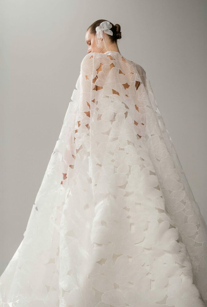 Mara Sculpted Ball Gown with Floral Lace - Mira Zwillinger