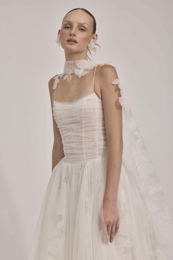 Raffa Draped Tulle Wedding Dress | Mira Zwillinger